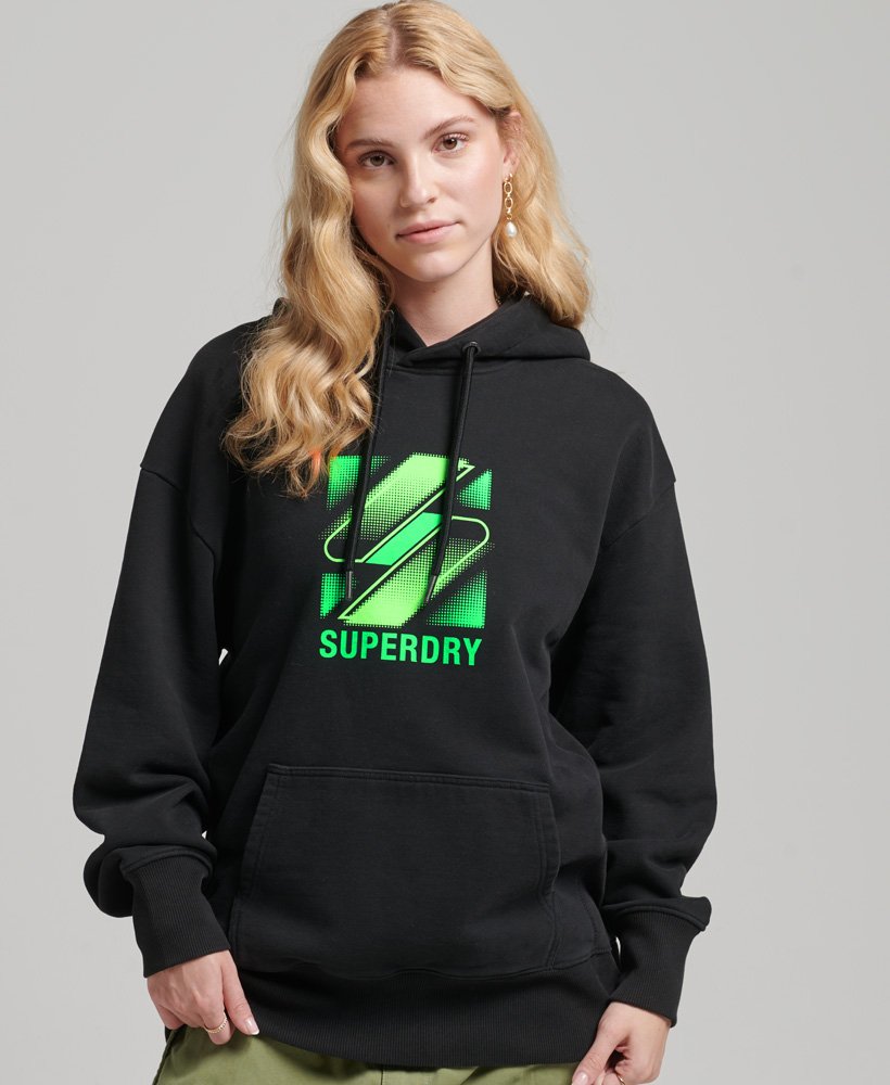 bluza z kapturem typu oversize z logo half tone s w kolorze czarnym