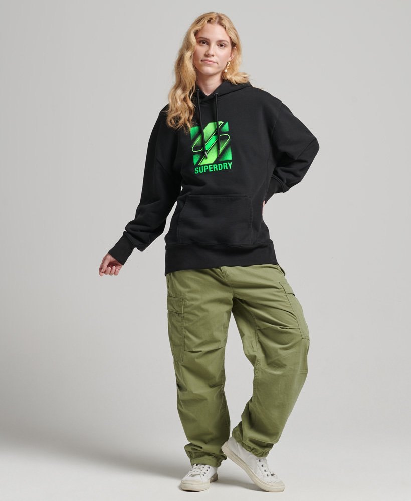 bluza z kapturem typu oversize z logo half tone s w kolorze czarnym