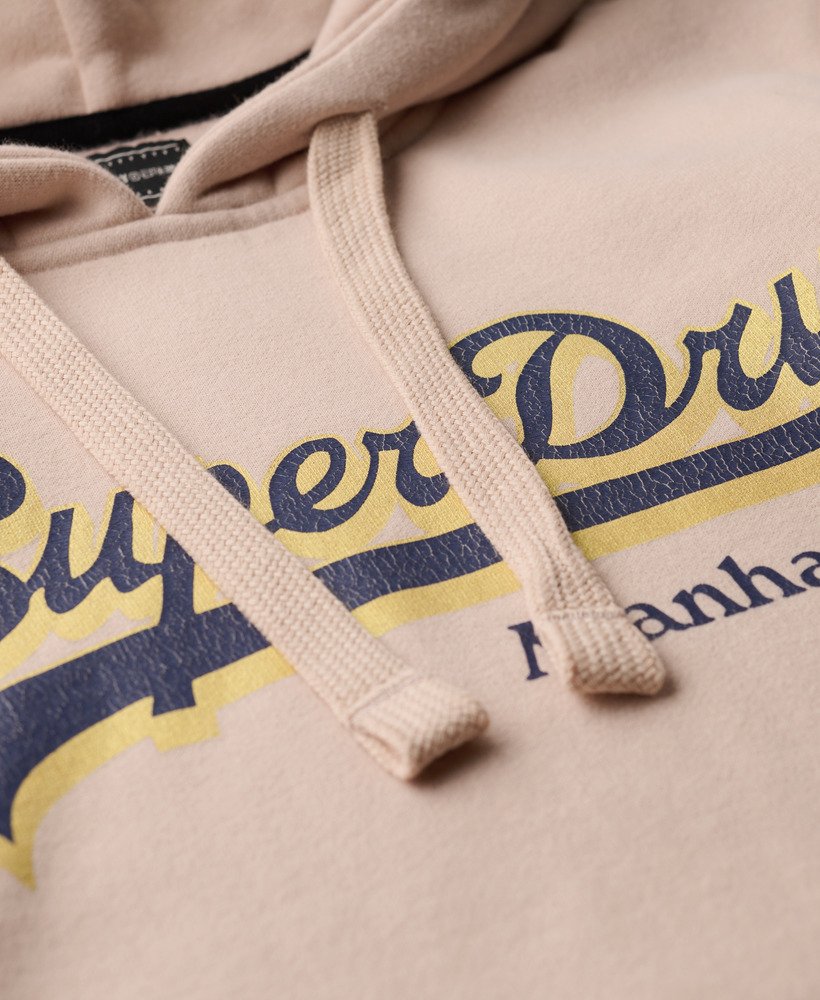 bluza z kapturem z graficznym logo i brokatem w kolorze różowego pyłu