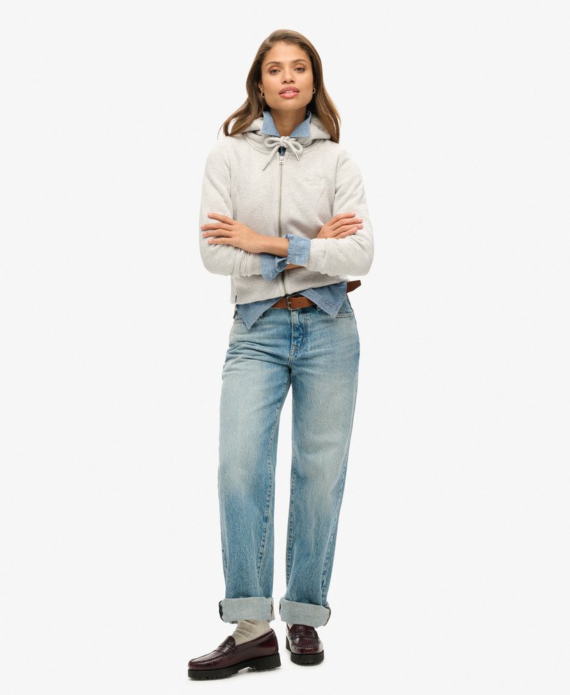 bluza z kapturem i haftowanym logo w stylu vintage w kolorze lodowcowej szarości i melanżu