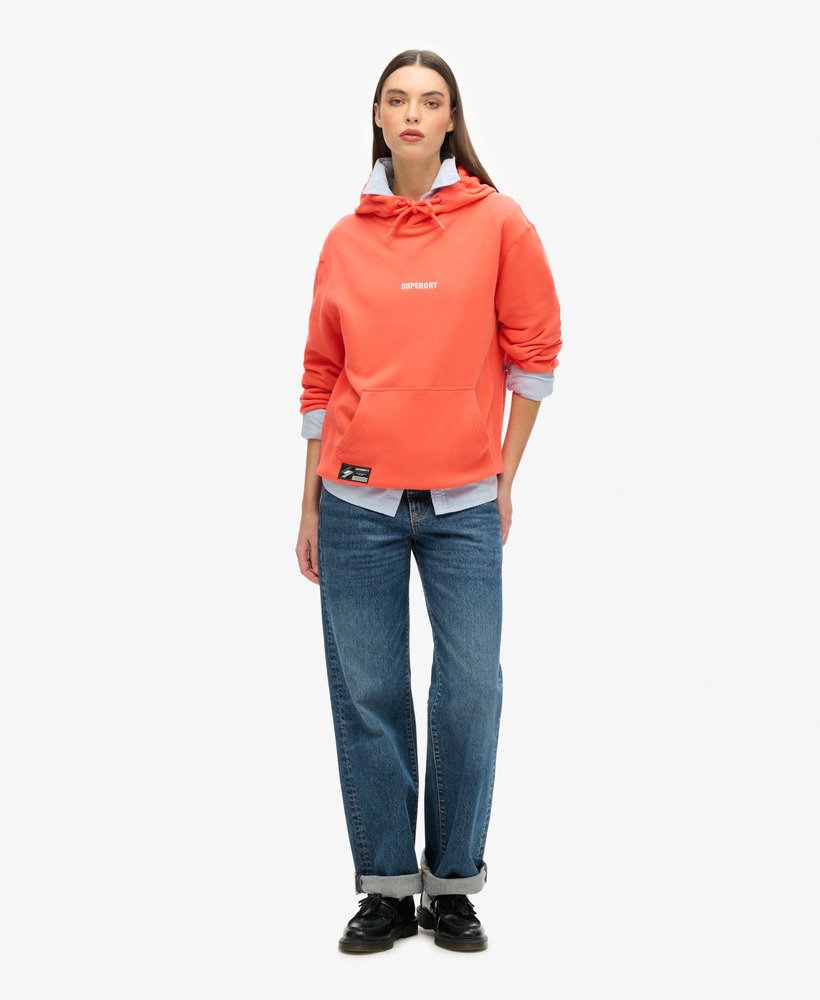 bluza z kapturem unisex z mikro logo w kolorze hyper fire coral