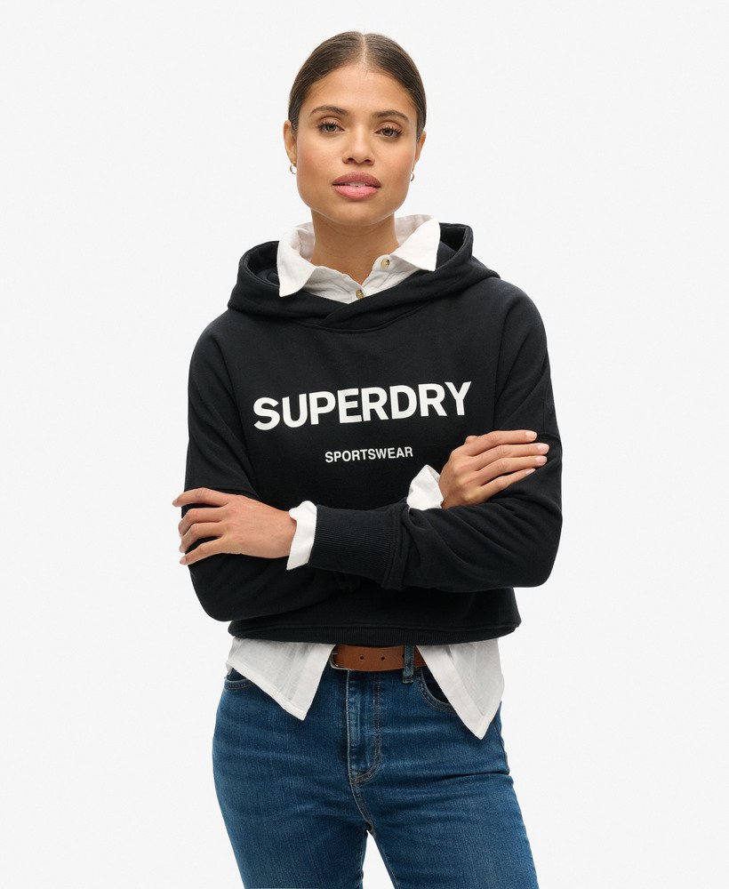 bluza z kapturem core sport crop box w kolorze czarnym