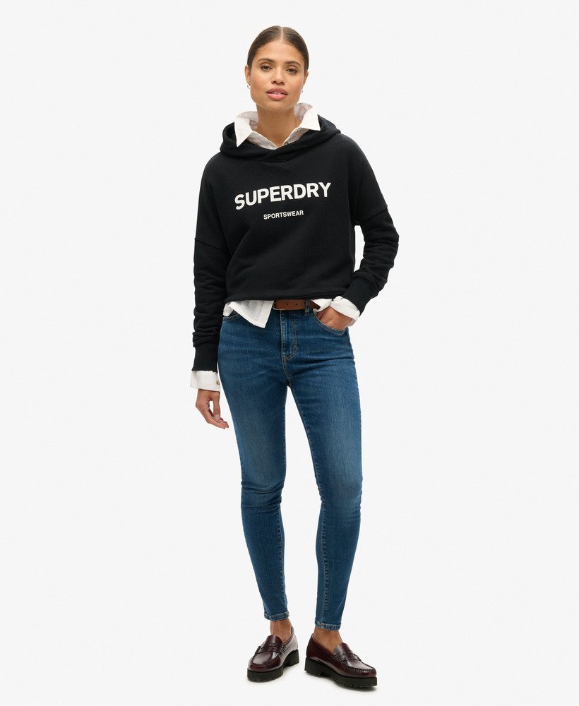 bluza z kapturem core sport crop box w kolorze czarnym