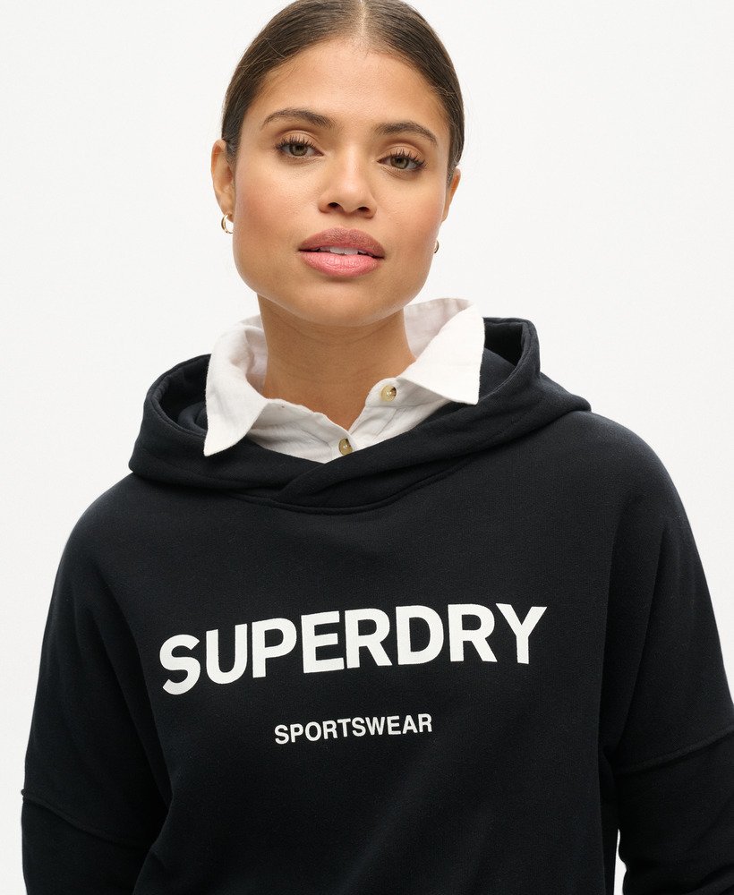 bluza z kapturem core sport crop box w kolorze czarnym