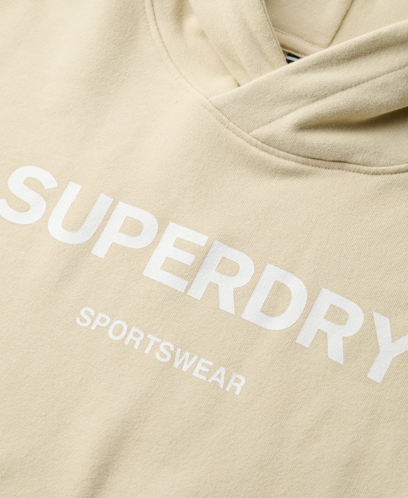 bluza z kapturem core sport crop box w kolorze pelikana w beżu