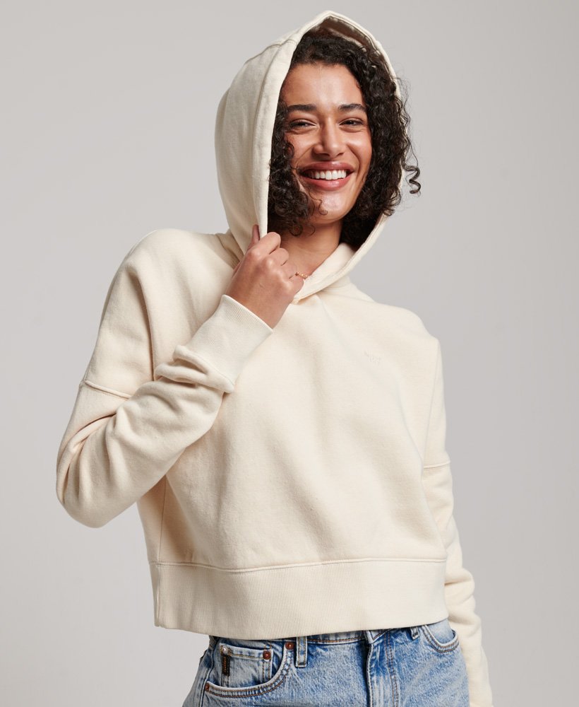 bluza z kapturem wash crop w kolorze oatmeal