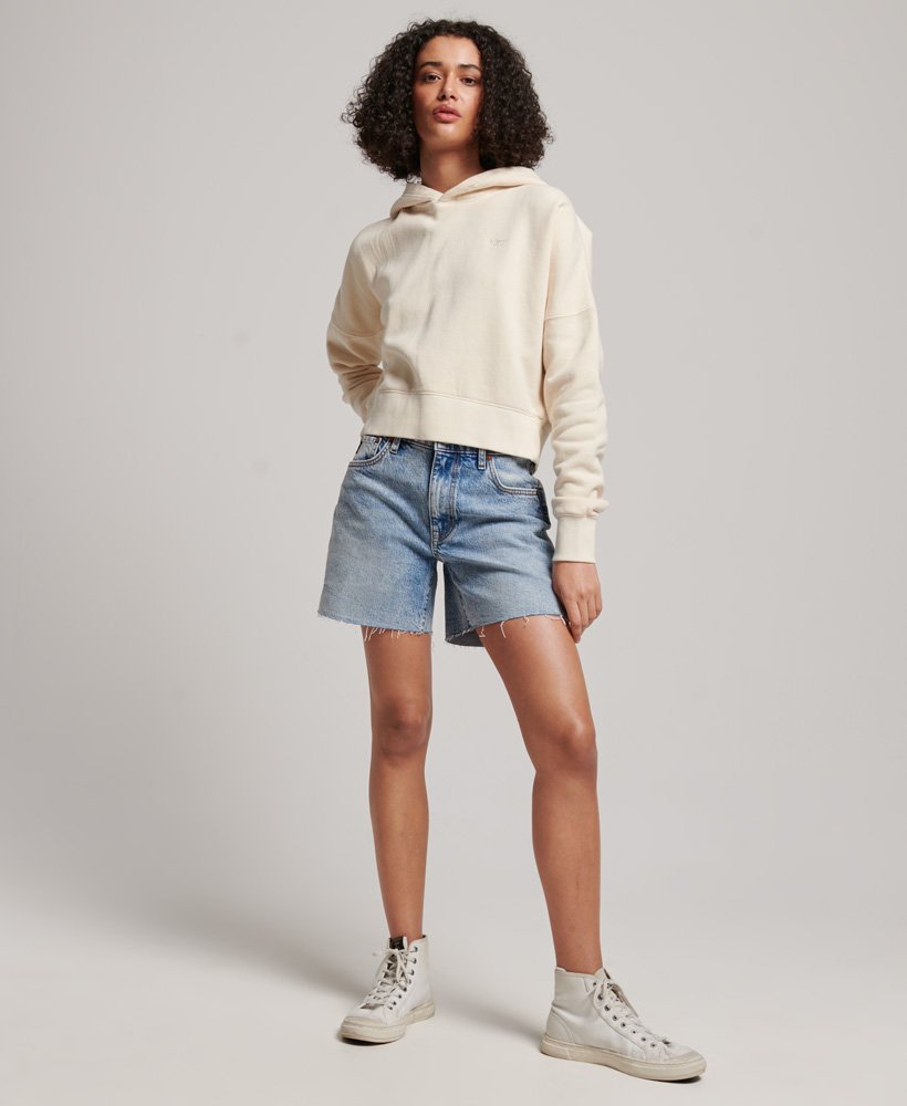 bluza z kapturem wash crop w kolorze oatmeal