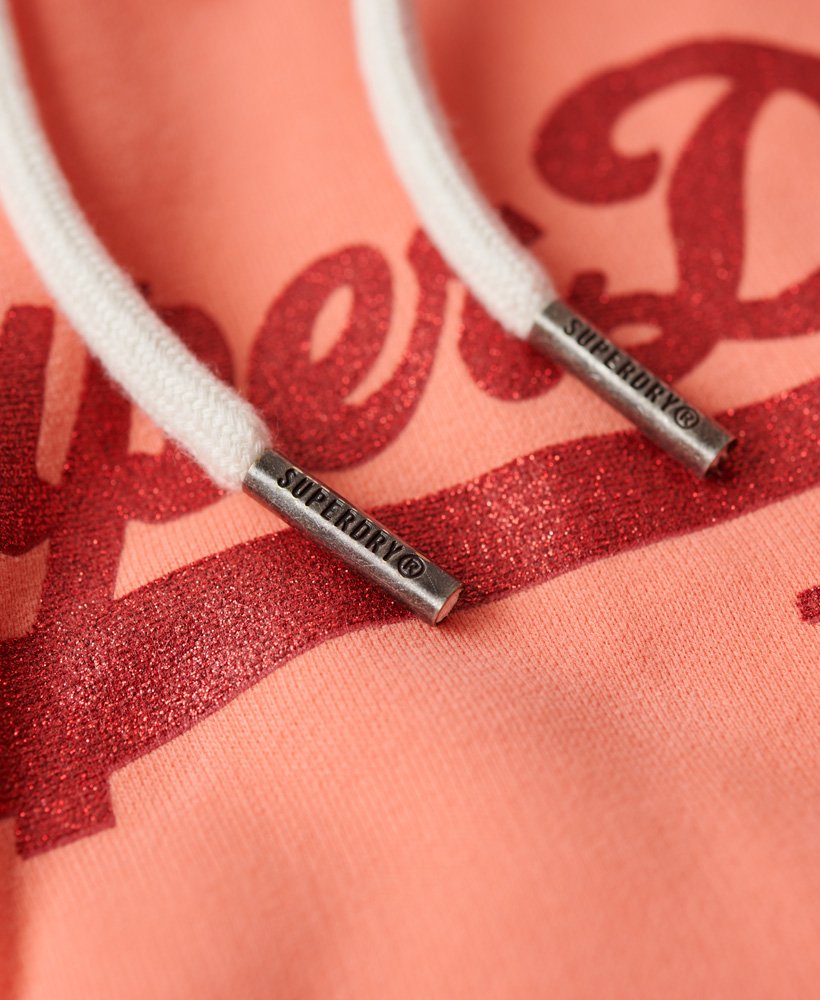 bluza z kapturem z ozdobnym logo w stylu vintage w kolorze fusion coral