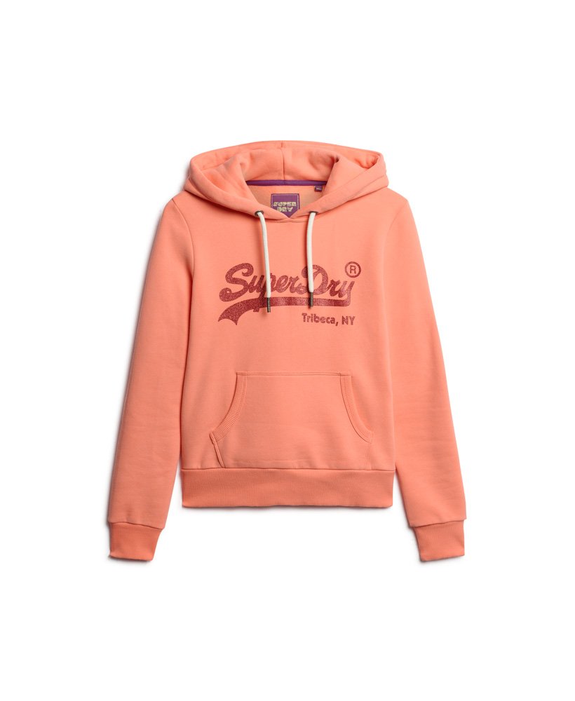 bluza z kapturem z ozdobnym logo w stylu vintage w kolorze fusion coral