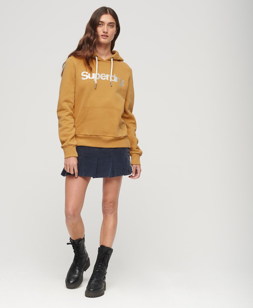 bluza z kapturem z logo metallic core w kolorze jasnozłotym