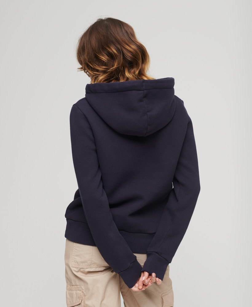 bluza z kapturem z logo metallic core w kolorze rinse navy