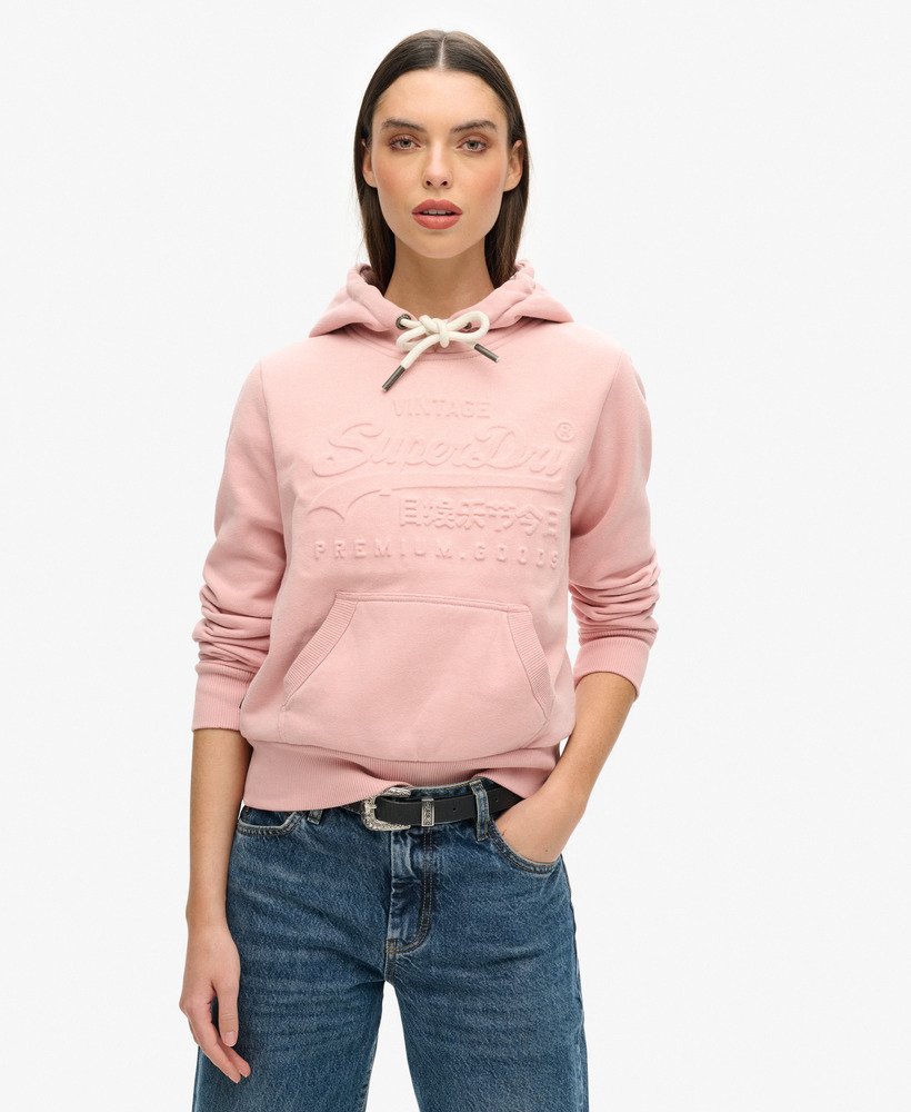 bluza z kapturem z wytłoczonym logo vintage w kolorze różu vintage