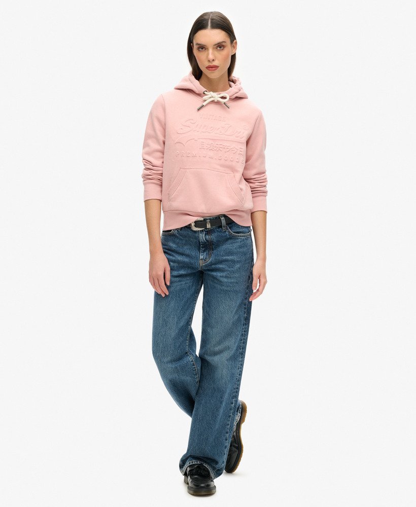 bluza z kapturem z wytłoczonym logo vintage w kolorze różu vintage
