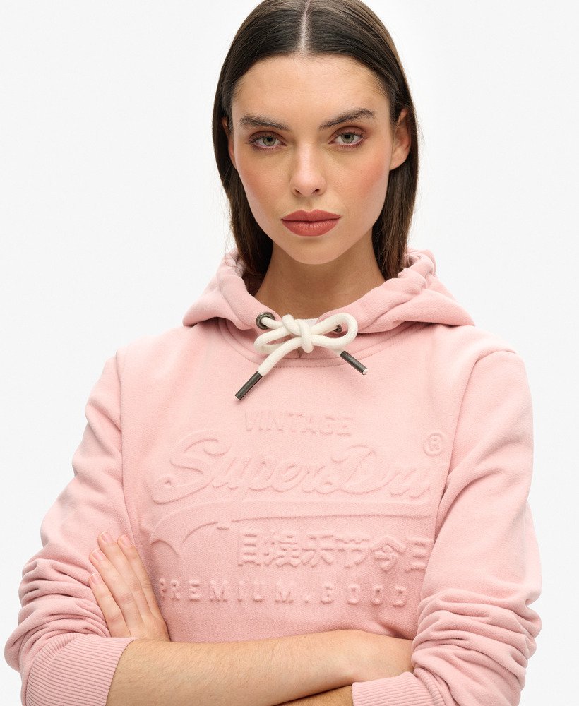 bluza z kapturem z wytłoczonym logo vintage w kolorze różu vintage