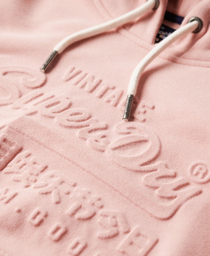 bluza z kapturem z wytłoczonym logo vintage w kolorze różu vintage