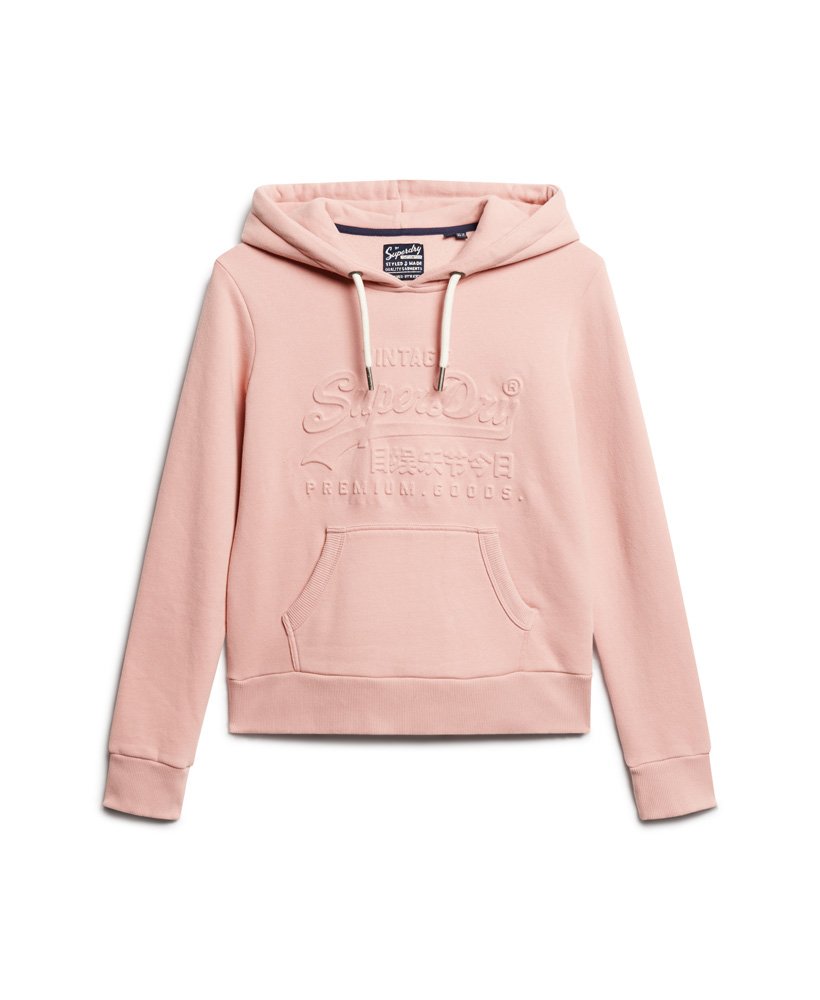bluza z kapturem z wytłoczonym logo vintage w kolorze różu vintage