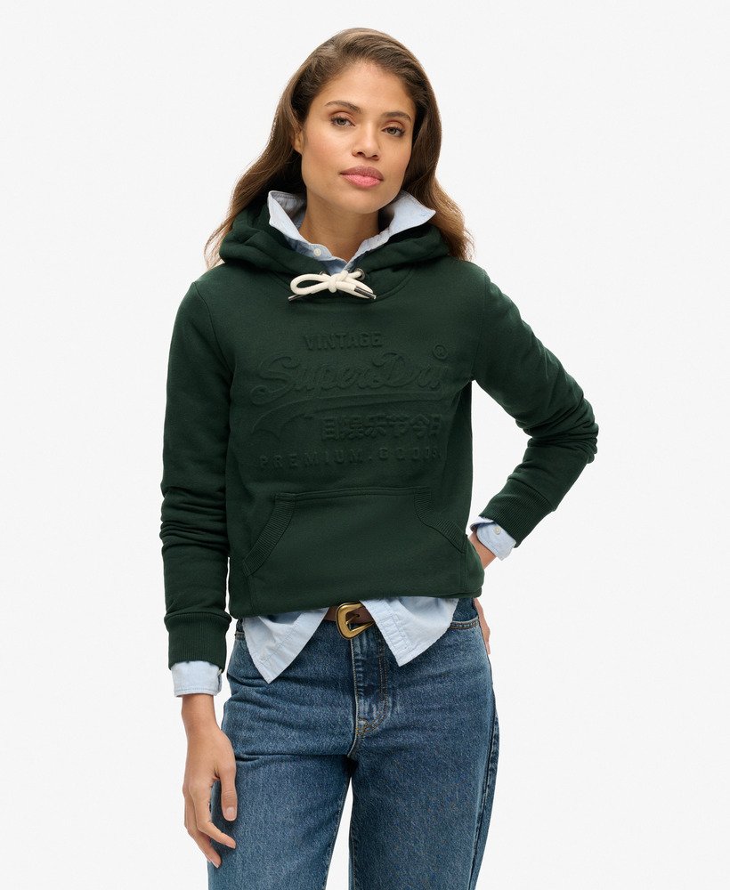 bluza z kapturem z wytłoczonym logo vintage w kolorze ciemnozielonym academy