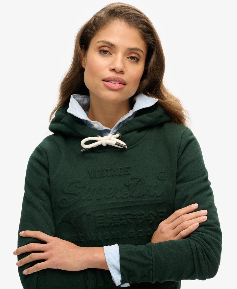 bluza z kapturem z wytłoczonym logo vintage w kolorze ciemnozielonym academy