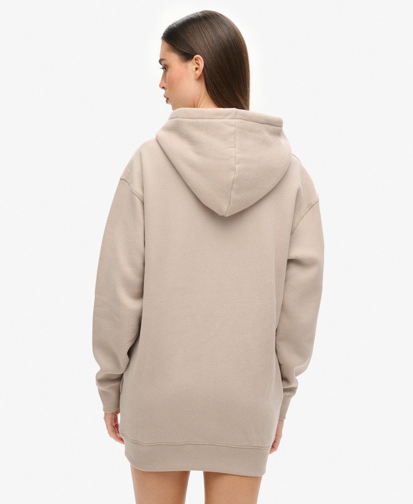 sukienka z kapturem luxe metallic logo w kolorze ciepŁej szaroŚci