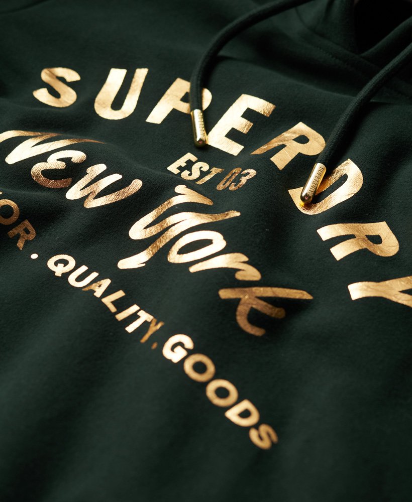 bluza z kapturem luxe metallic logo w kolorze academy dark green
