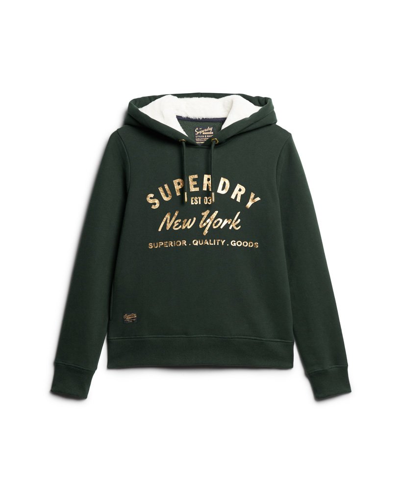 bluza z kapturem luxe metallic logo w kolorze academy dark green