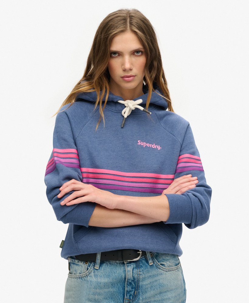 bluza z kapturem z logo rainbow stripe w spranym denimie w kolorze blue marl