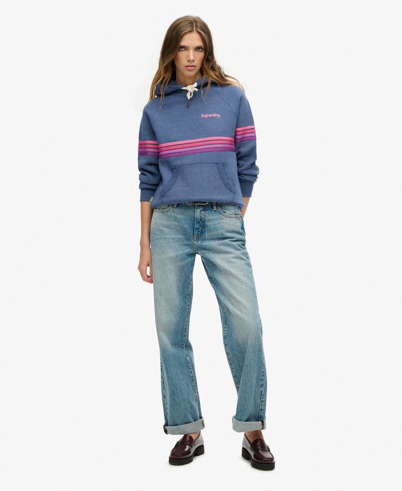 bluza z kapturem z logo rainbow stripe w spranym denimie w kolorze blue marl