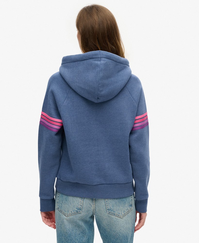 bluza z kapturem z logo rainbow stripe w spranym denimie w kolorze blue marl