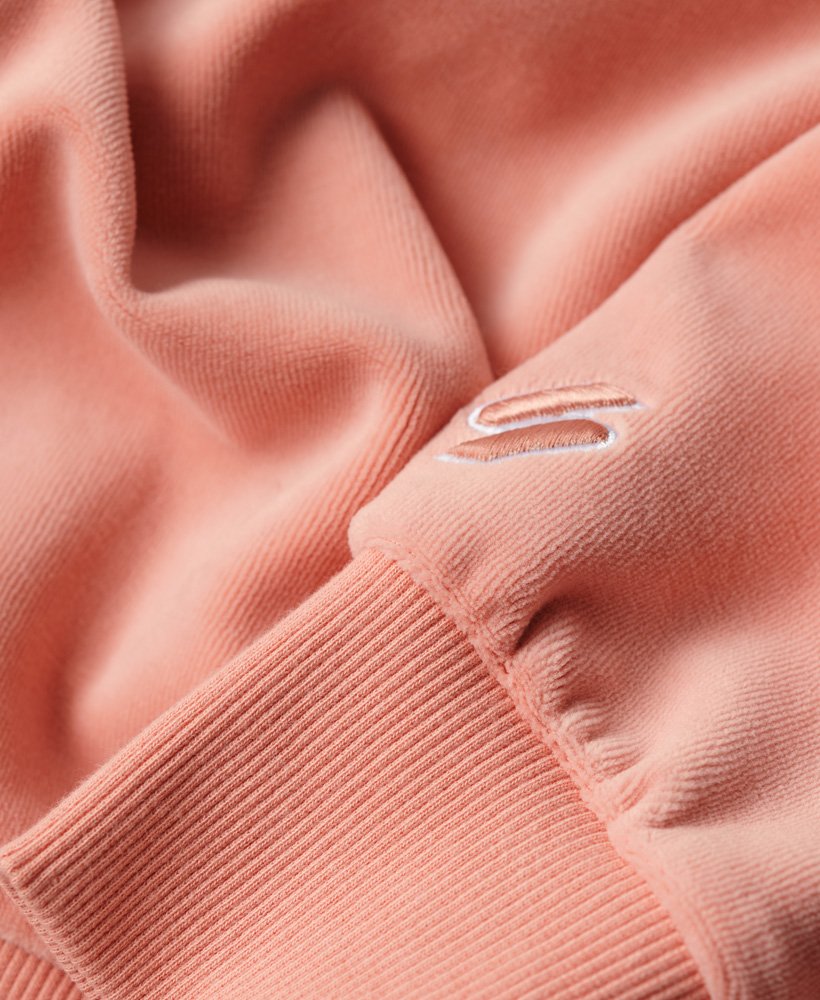bluza z nadrukiem velour graphic boxy crew w kolorze brzoskwiniowo-beżowym