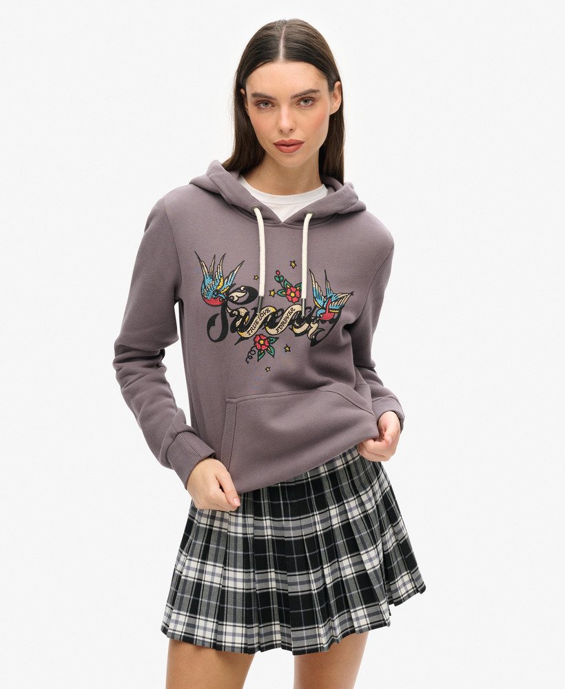 bluza z kapturem z nadrukiem tattoo script w kolorze rock grey