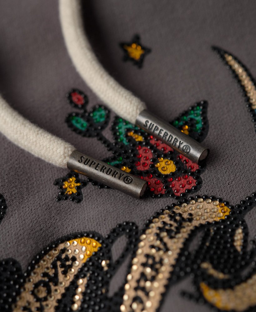 bluza z kapturem z nadrukiem tattoo script w kolorze rock grey