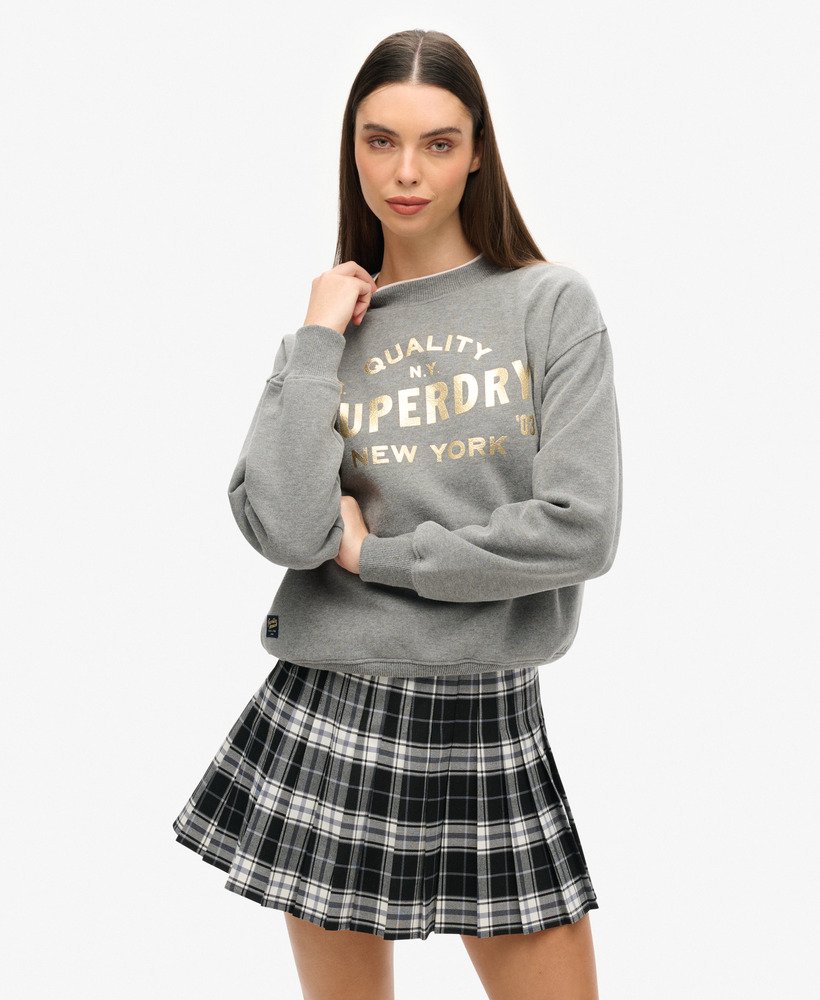bluza z logo luxe metallic w kolorze rich charcoal marl
