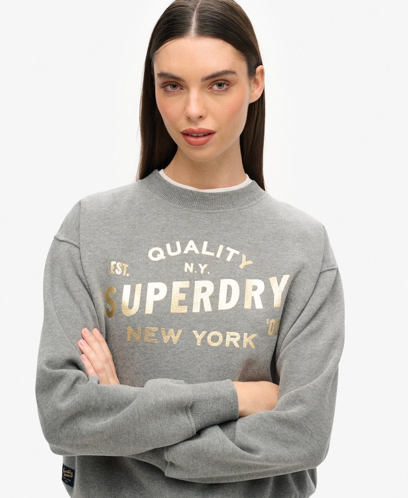 bluza z logo luxe metallic w kolorze rich charcoal marl