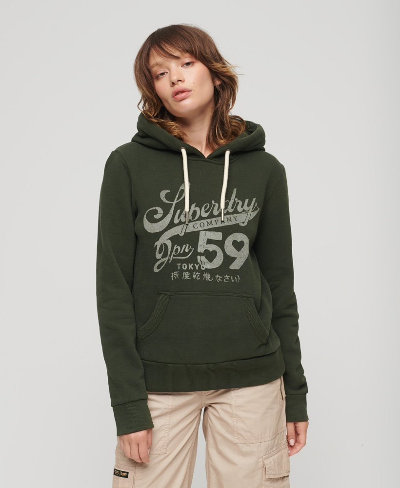 bluza z kapturem archive script graphic w kolorze oliwkowo-zielonym surplus goods