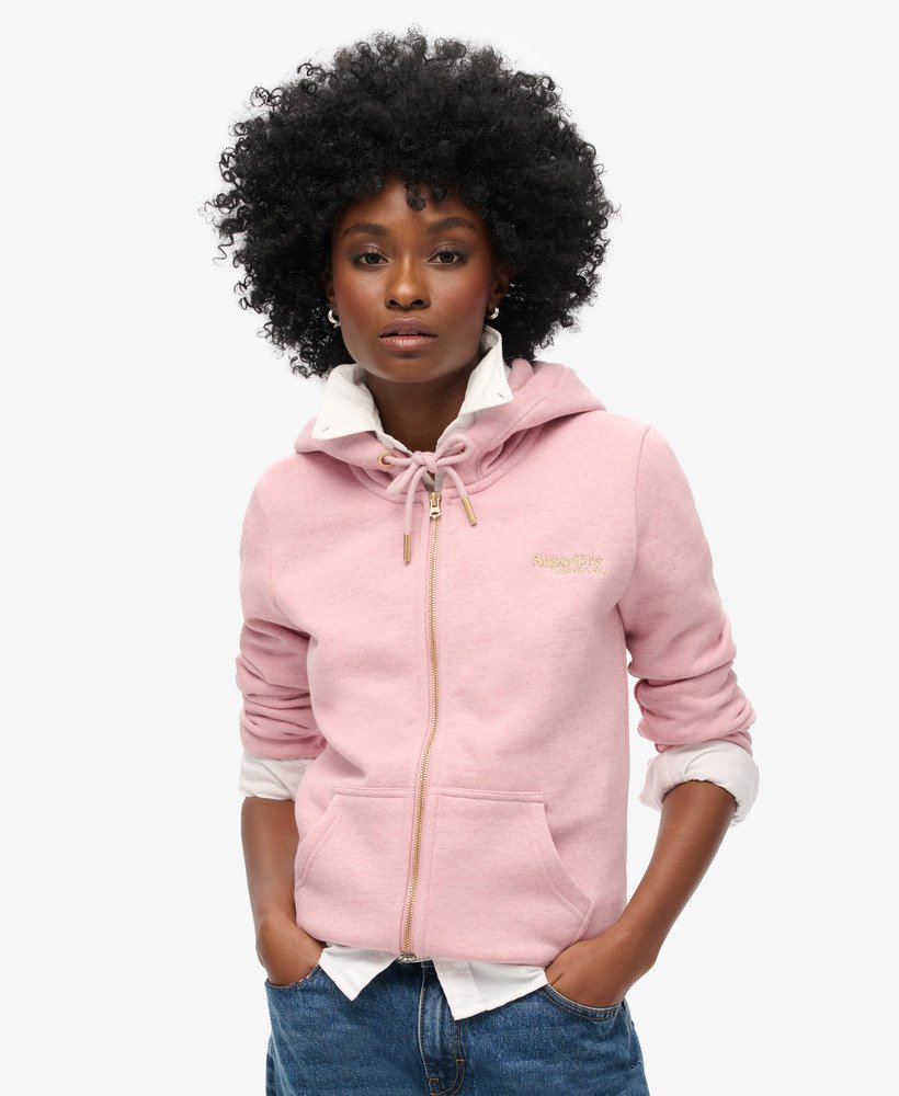 bluza z kapturem essential logo na zamek w kolorze la soft pink marl