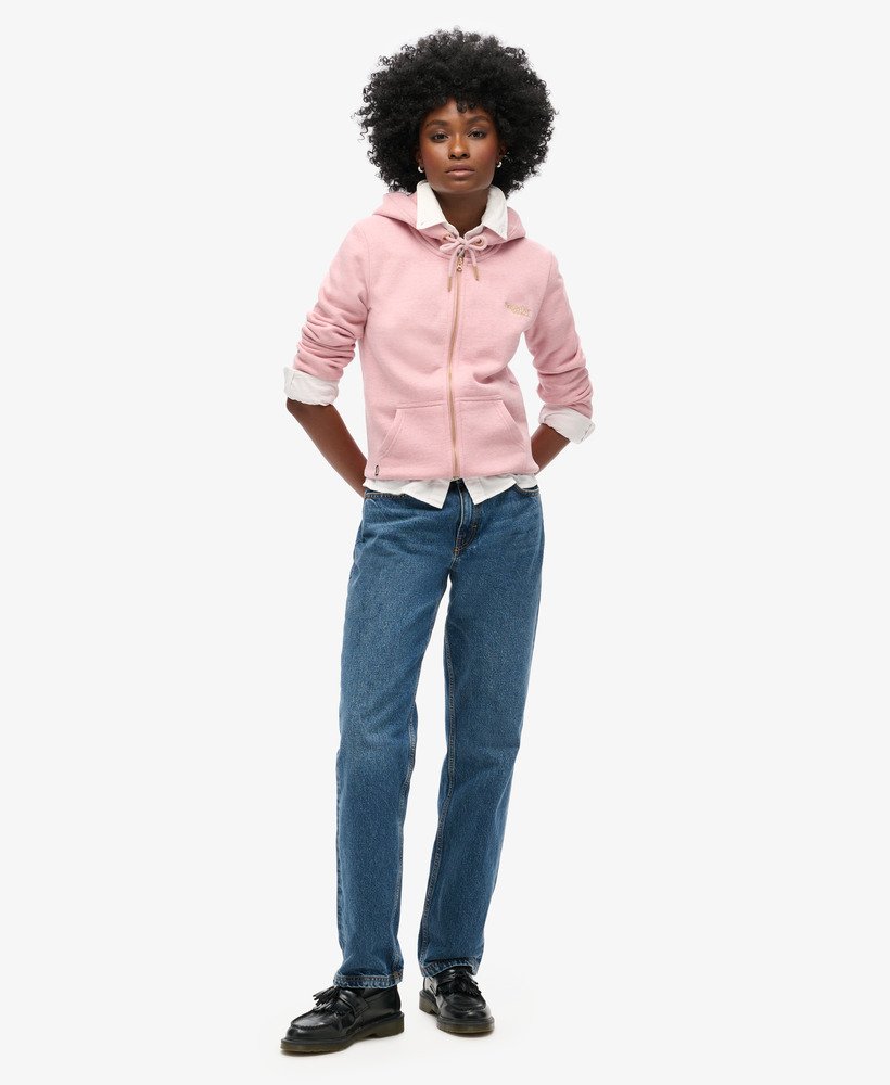 bluza z kapturem essential logo na zamek w kolorze la soft pink marl
