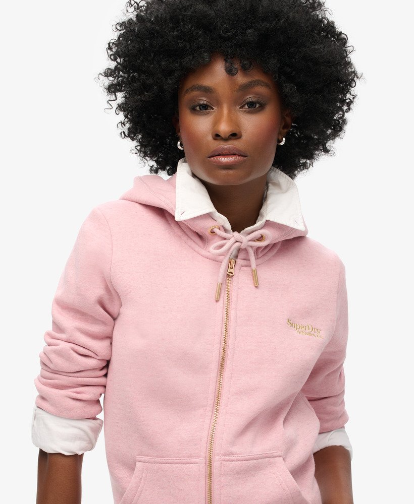 bluza z kapturem essential logo na zamek w kolorze la soft pink marl