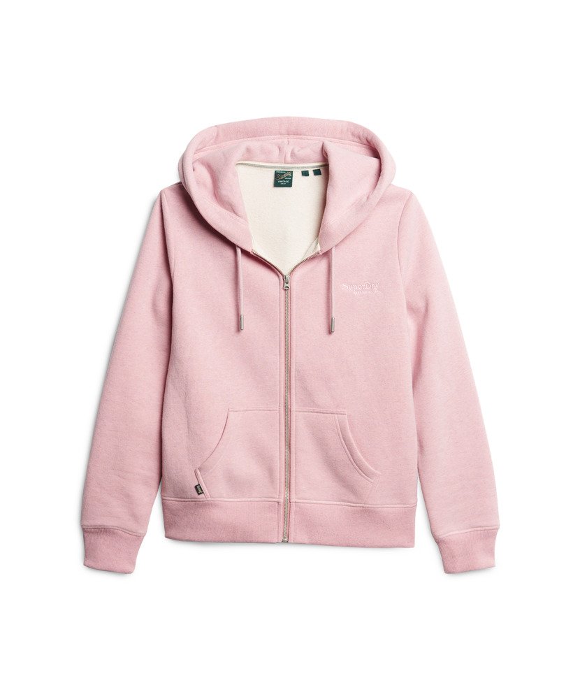 bluza z kapturem essential logo na zamek w kolorze la soft pink marl