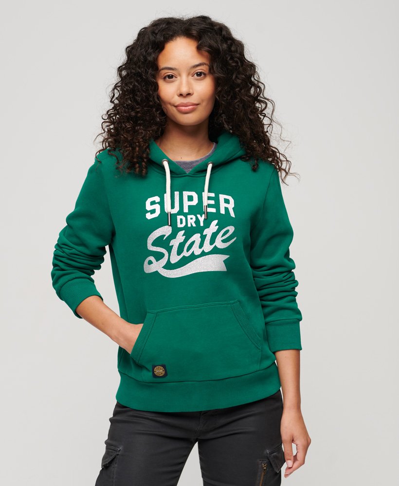 bluza z kapturem scripted college graphic w kolorze storm green
