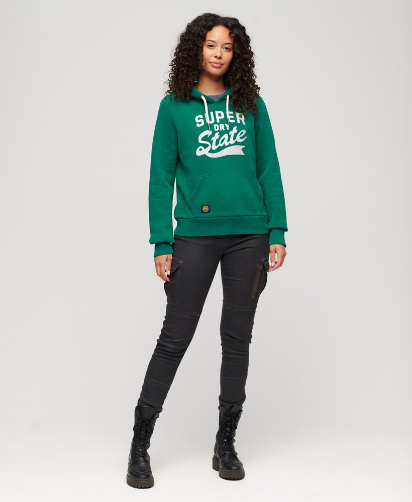 bluza z kapturem scripted college graphic w kolorze storm green