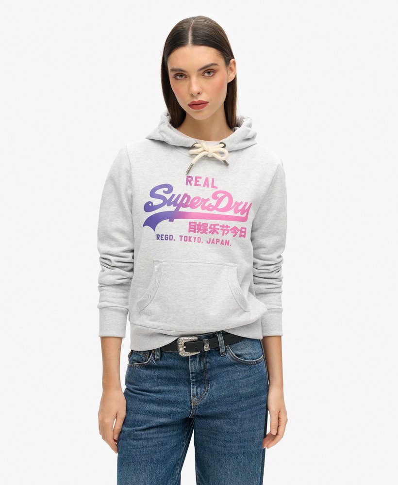 bluza z kapturem tonal vintage z graficznym logo w kolorze flake grey marl