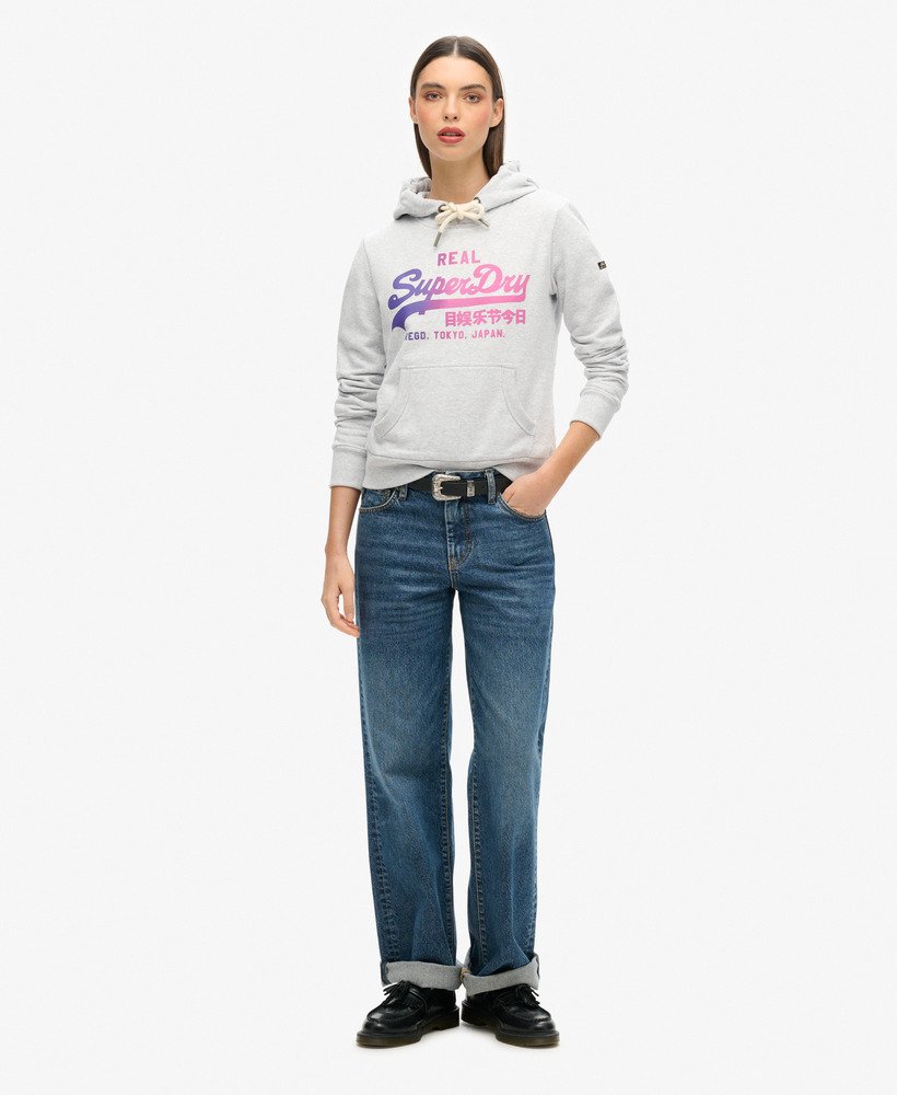 bluza z kapturem tonal vintage z graficznym logo w kolorze flake grey marl