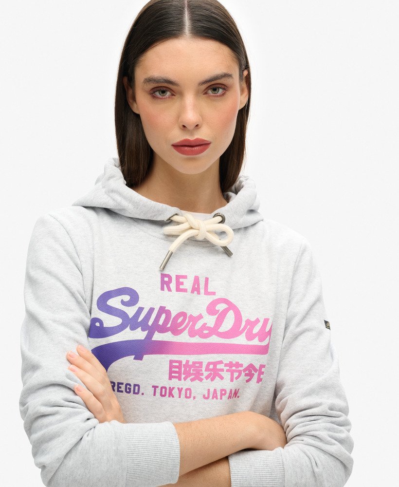 bluza z kapturem tonal vintage z graficznym logo w kolorze flake grey marl