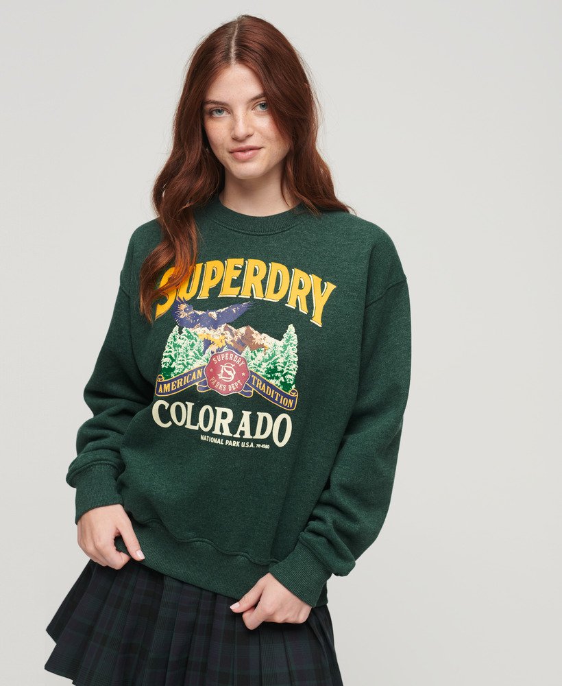 bluza z nadrukiem travel souvenir w kolorze jade green marl