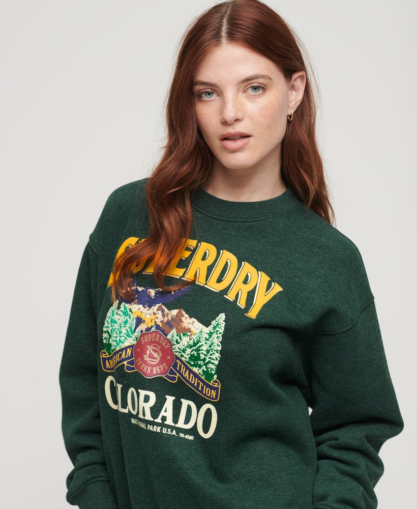 bluza z nadrukiem travel souvenir w kolorze jade green marl