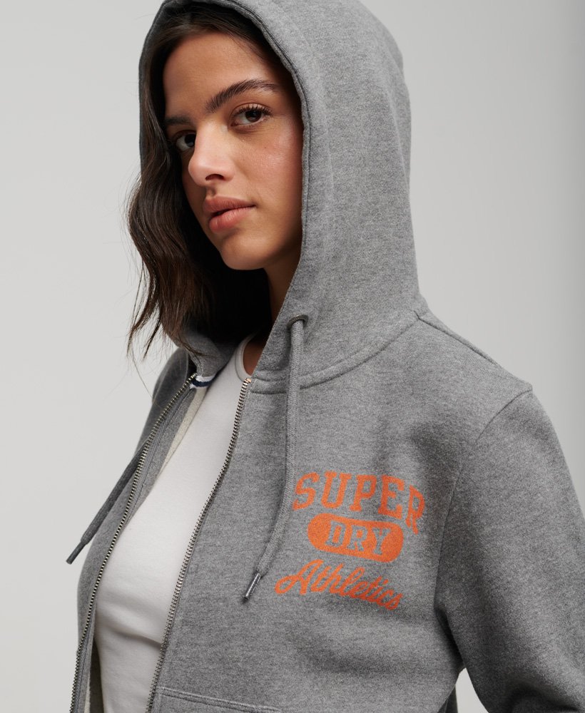 bluza z kapturem athletic essentials crop zip w kolorze ciemnoszarym melanŻowym