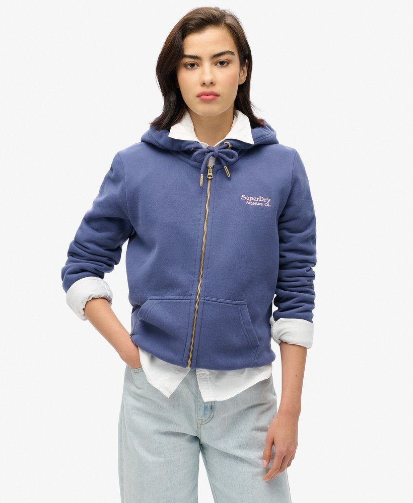 bluza z kapturem essential logo zapinana na zamek w kolorze marynarskim