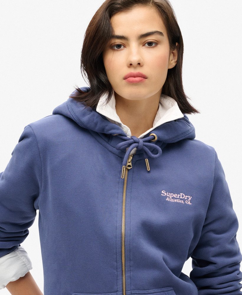 bluza z kapturem essential logo zapinana na zamek w kolorze marynarskim