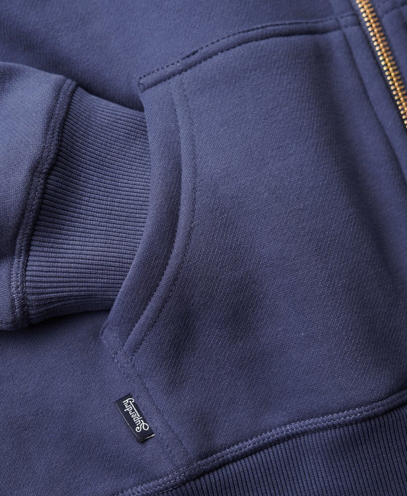 bluza z kapturem essential logo zapinana na zamek w kolorze marynarskim