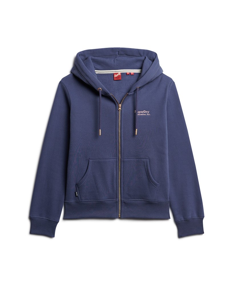 bluza z kapturem essential logo zapinana na zamek w kolorze marynarskim